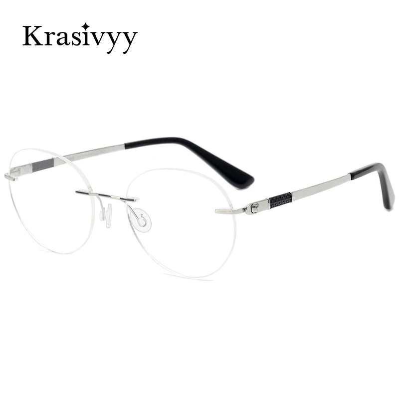 Krasivyy Women's Rimless Flat Top Round Titanium Eyeglasses 385012