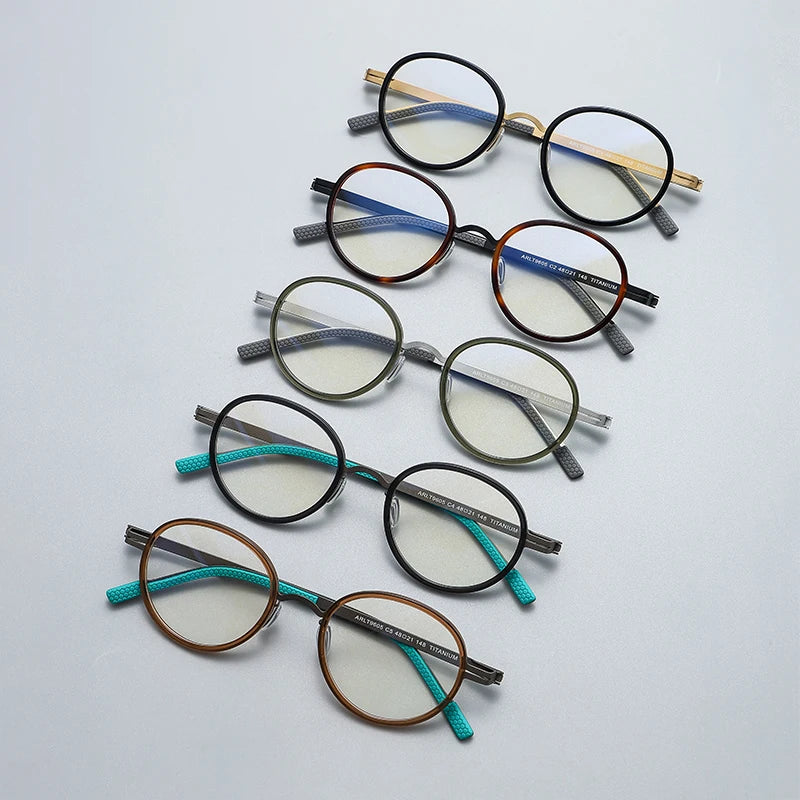 Gatenac Unisex Full Rim Round Titanium Eyeglasses Gxyj1154 Full Rim Gatenac