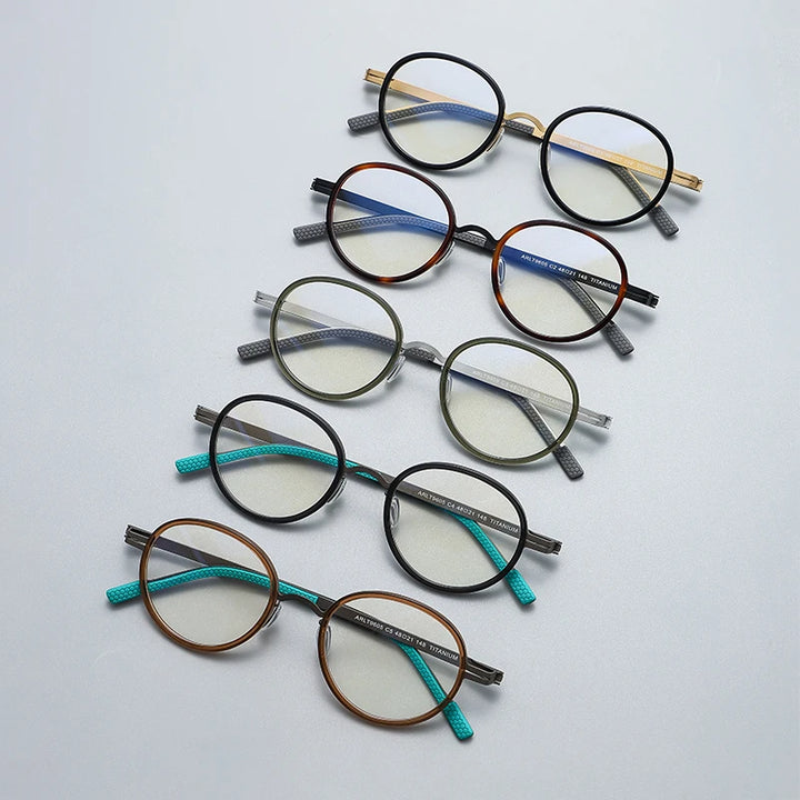 Gatenac Unisex Full Rim Round Titanium Eyeglasses Gxyj1154 Full Rim Gatenac