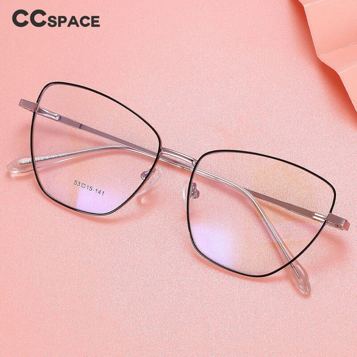 CCspace Unisex Full Rim Square Cat Eye Alloy Eyeglasses 55899 Full Rim CCspace