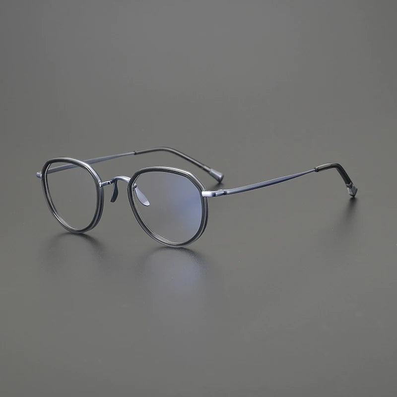 Gatenac Unisex Full Rim Square Titanium Acetate Eyeglasses Gxyj1559 Full Rim Gatenac Blue