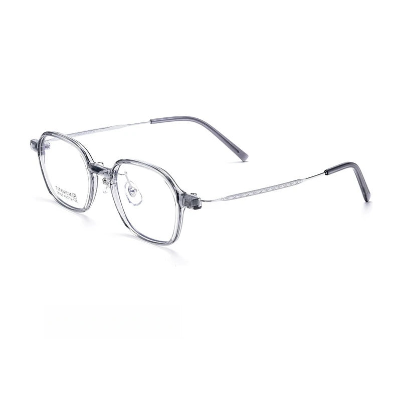 Yimaruili Unisex Full Rim Polygon Tr 90 Titanium Eyeglasses  Y16105 Full Rim Yimaruili Eyeglasses Transparent Gray