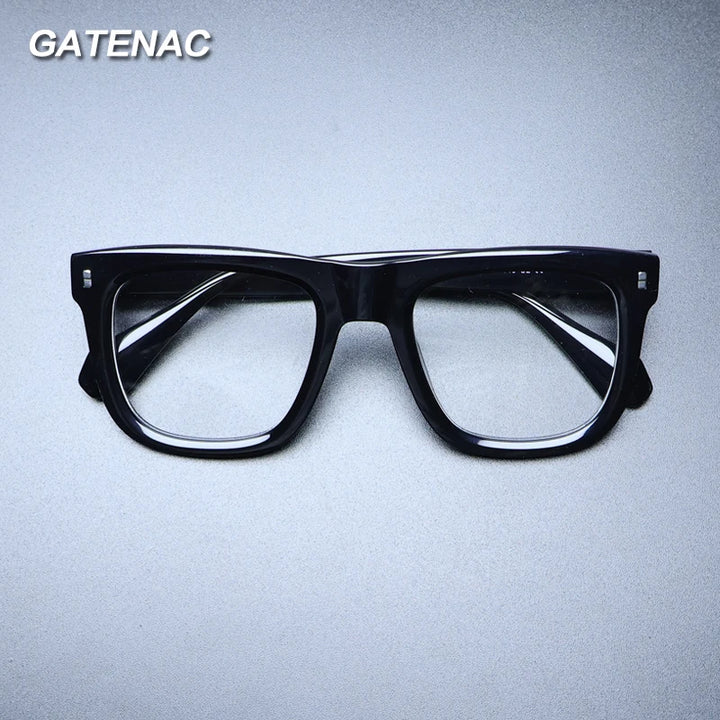 Gatenac Unisex Full Rim Big Square Acetate Eyeglasses Gxyj1230 Full Rim Gatenac