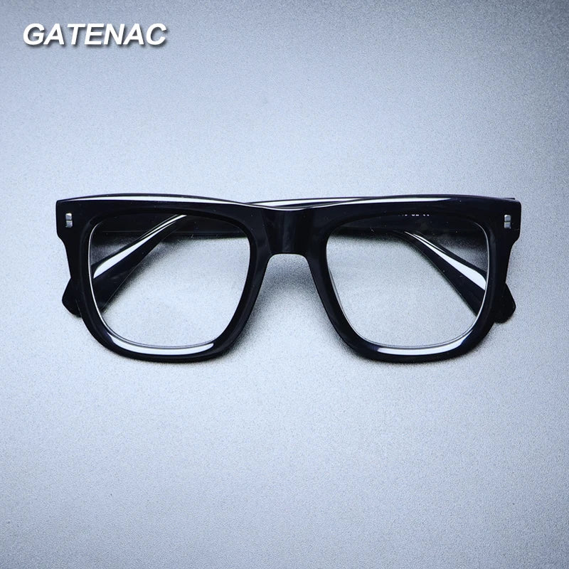 Gatenac Unisex Full Rim Big Square Acetate Eyeglasses Gxyj1230 Full Rim Gatenac   