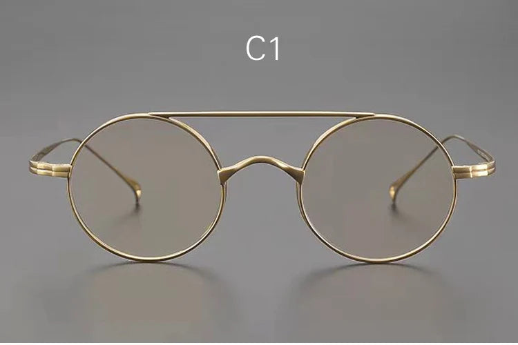 Yujo Women's Full Rim Round Double Bridge Titanium Eyeglasses 13522 Full Rim Yujo C1 CHINA