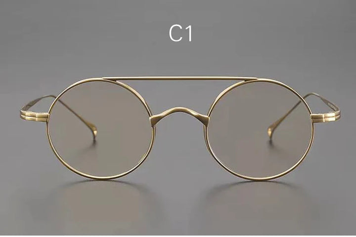 Yujo Women's Full Rim Round Double Bridge Titanium Eyeglasses 13522 Full Rim Yujo C1 CHINA