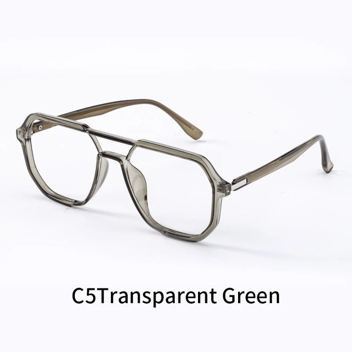 Xbora Unisex Full Rim Square Double Bridge Tr 90 Alloy Eyeglasses 7246