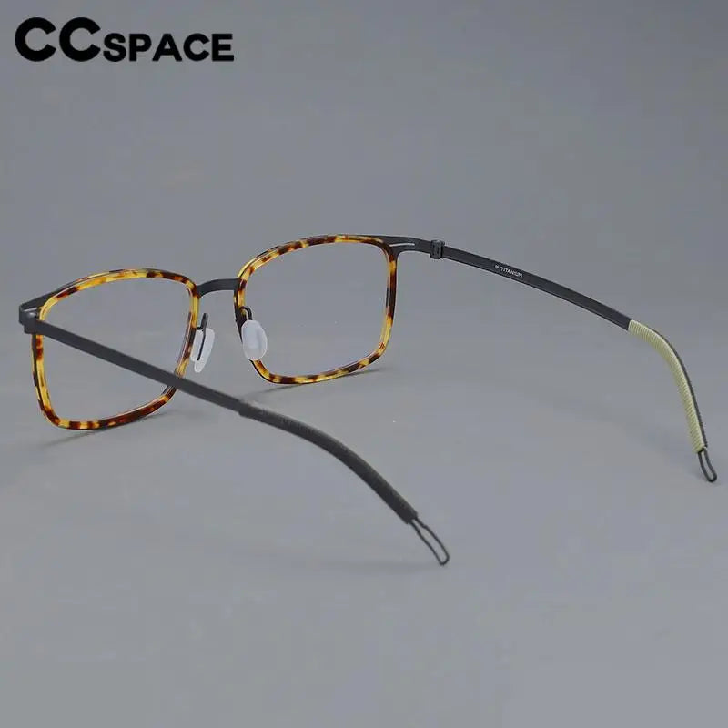 CCspace Unisex Full Rim Square Screwless Titanium Eyeglasses 57174 Full Rim CCspace