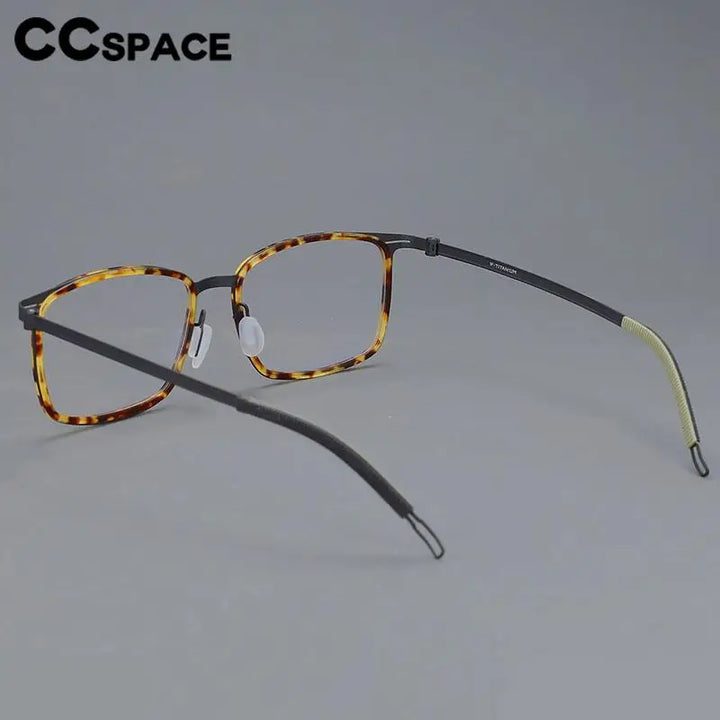 CCspace Unisex Full Rim Square Screwless Titanium Eyeglasses 57174 Full Rim CCspace