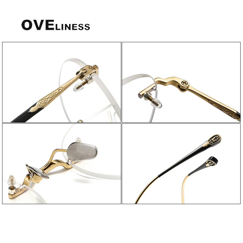 Oveliness Unisex Rimless Round Titanium Eyeglasses 80955 Rimless Oveliness