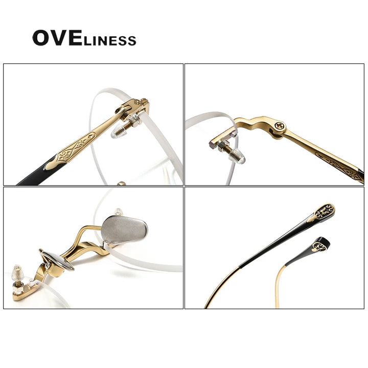 Oveliness Unisex Rimless Round Titanium Eyeglasses 80955 Rimless Oveliness