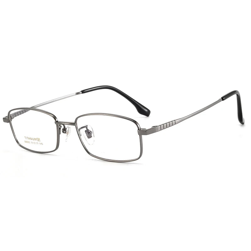 Bclear Unisex Full Rim Square Small Titanium Eyeglasses 86693 Full Rim Bclear GRAY
