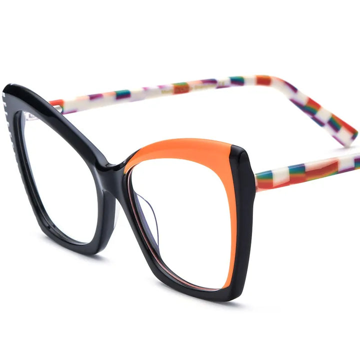 CCspace Unisex Full Rim Cat Eye Acetate Eyeglasses 56921 Full Rim CCspace C4Black