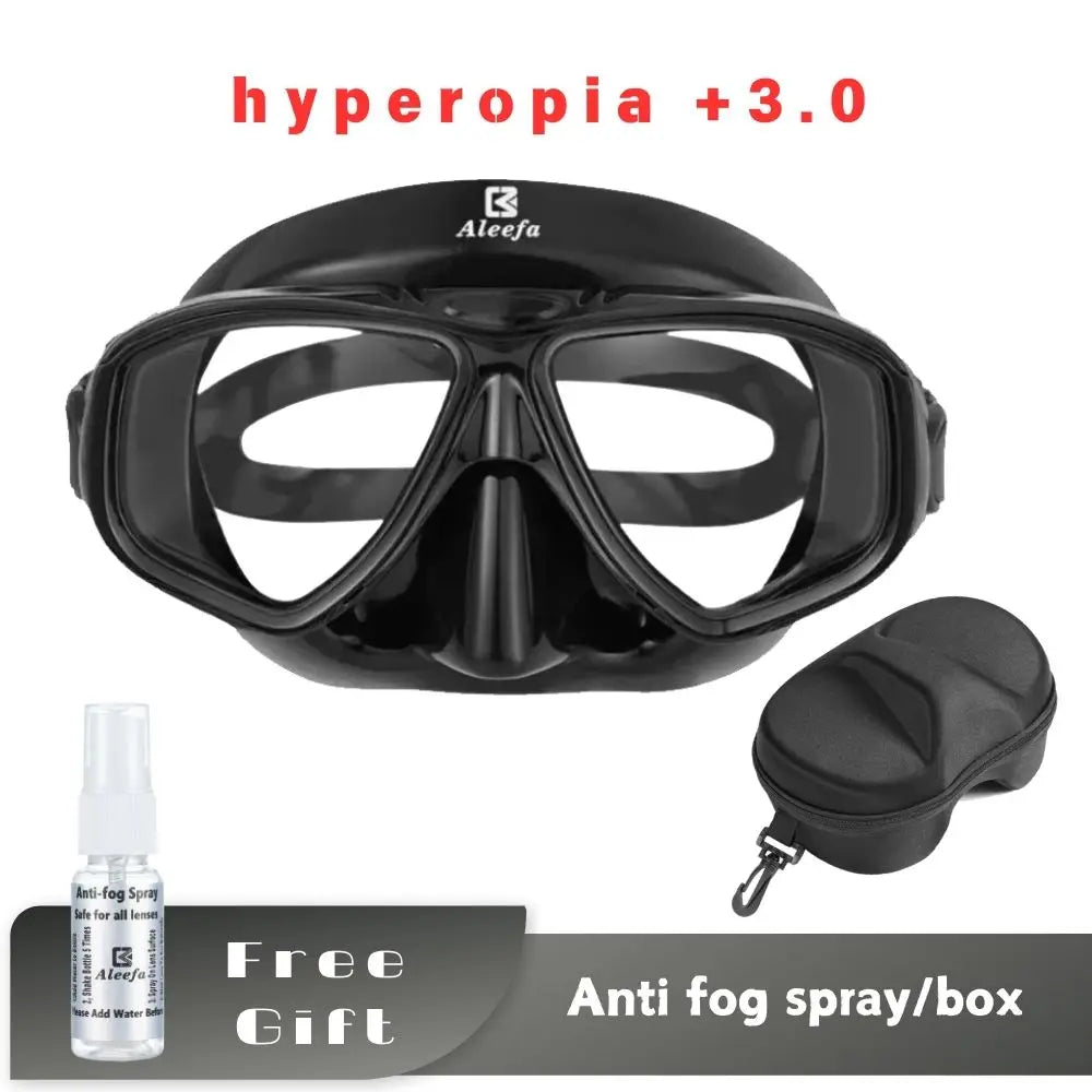 Aleefa Unisex Goggle Pc Tempered Glass Hyperopic Swim Mask 32027