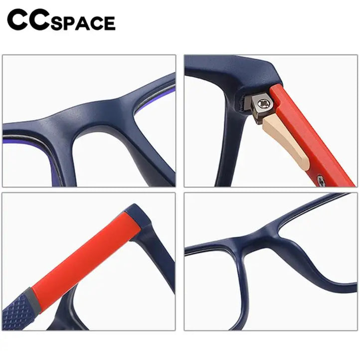 CCspace Unisex Full Rim Square Tr 90 Titanium Eyeglasses 57307 Full Rim CCspace