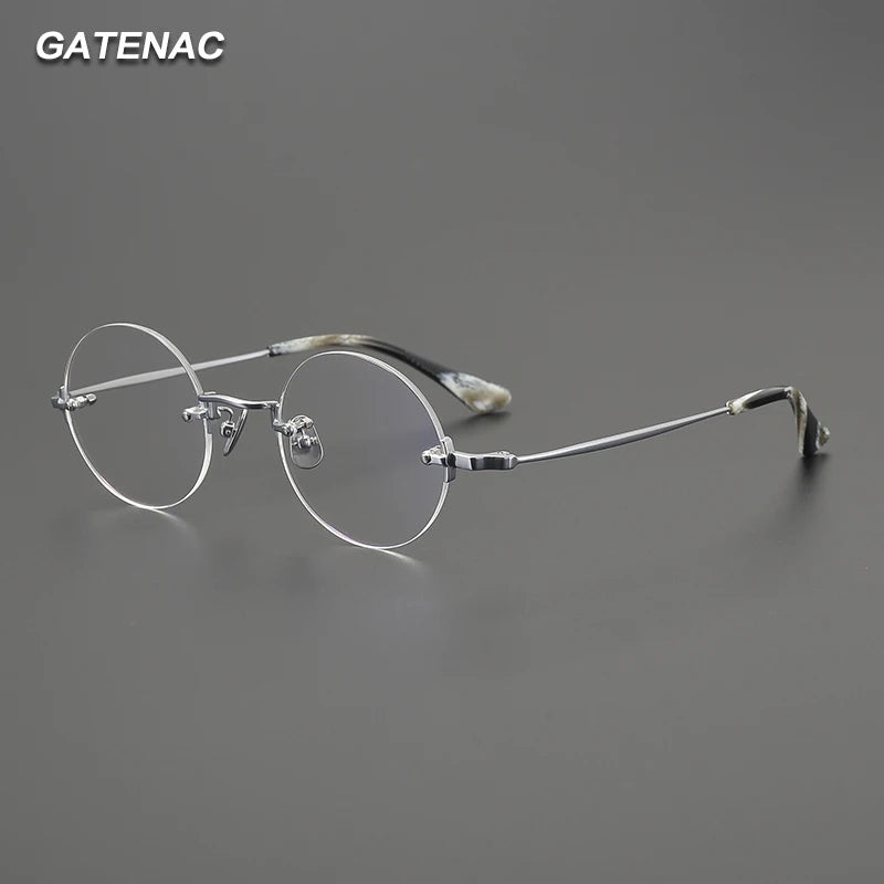 Gatenac Unisex Rimless Polygon Round Titanium Eyeglasses G41486