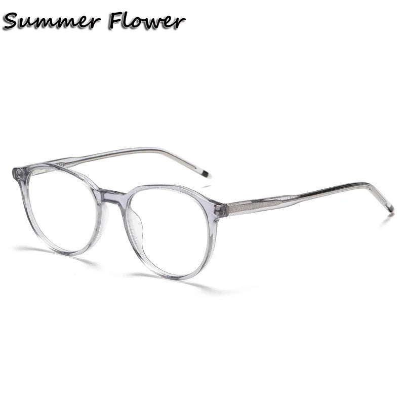 Summer Flower Women's Full Rim Round Acetate Eyeglasses 81010 Full Rim Summer Flower C5