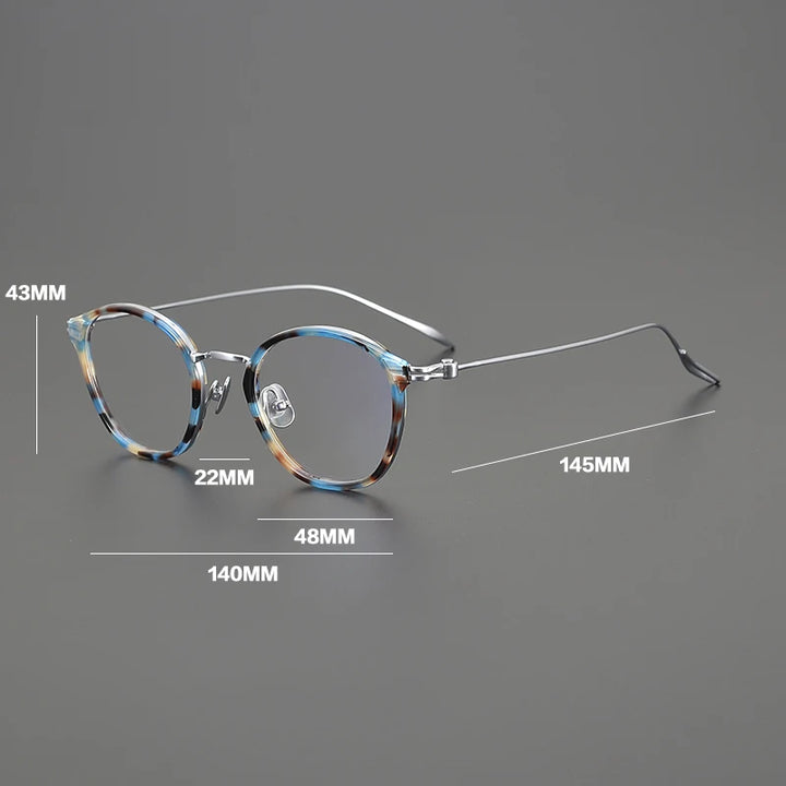 Gatenac Unisex Full Rim Round Acetate Titanium Eyeglasses Gxyj1573
