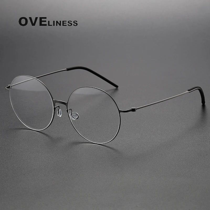 Oveliness Unisex Full Rim Round Screwless Titanium Eyeglasses 5516 Full Rim Oveliness gun