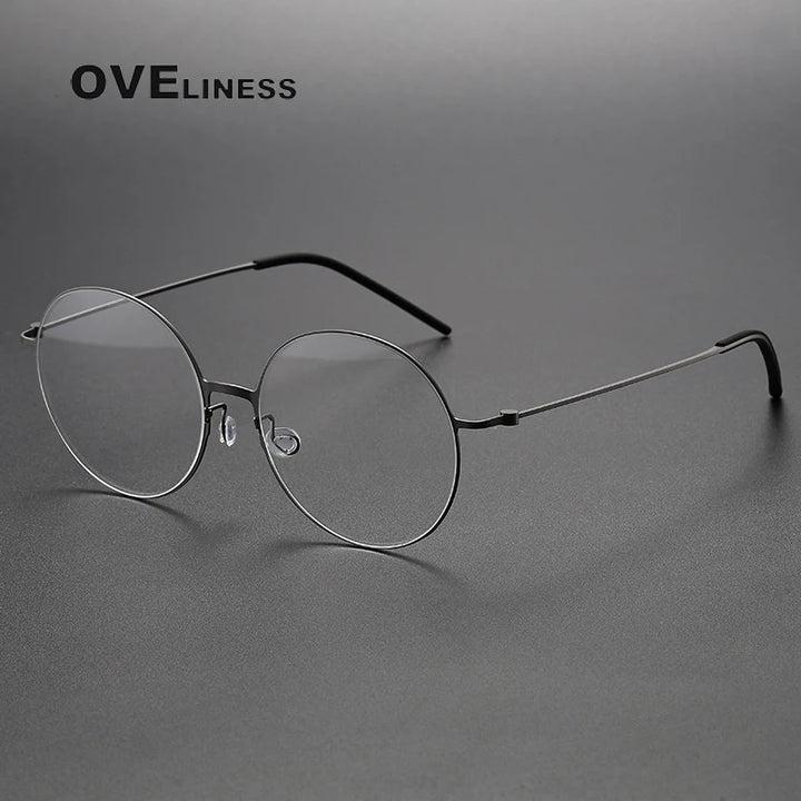 Oveliness Unisex Full Rim Round Screwless Titanium Eyeglasses 5516 Full Rim Oveliness gun