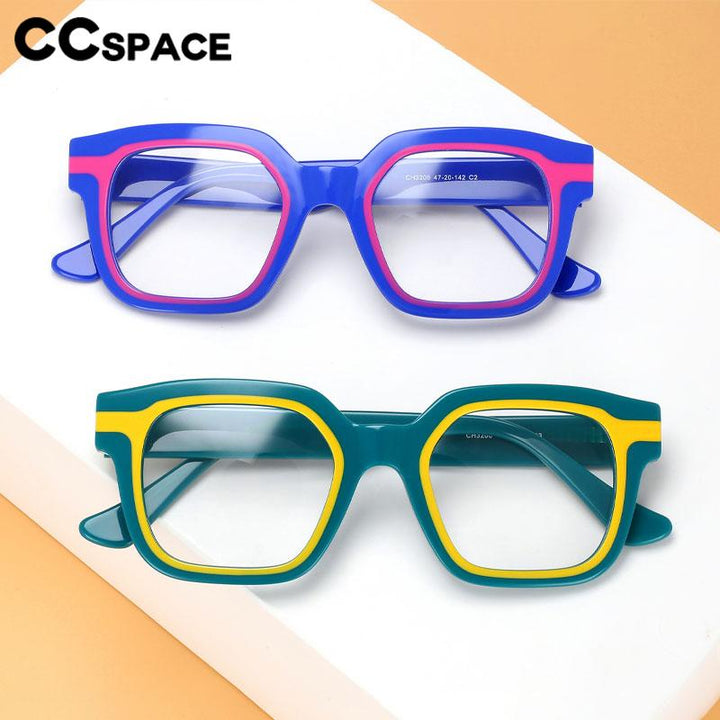 CCspace Unisex Full Rim Square Acetate Eyeglasses 56555 Full Rim CCspace