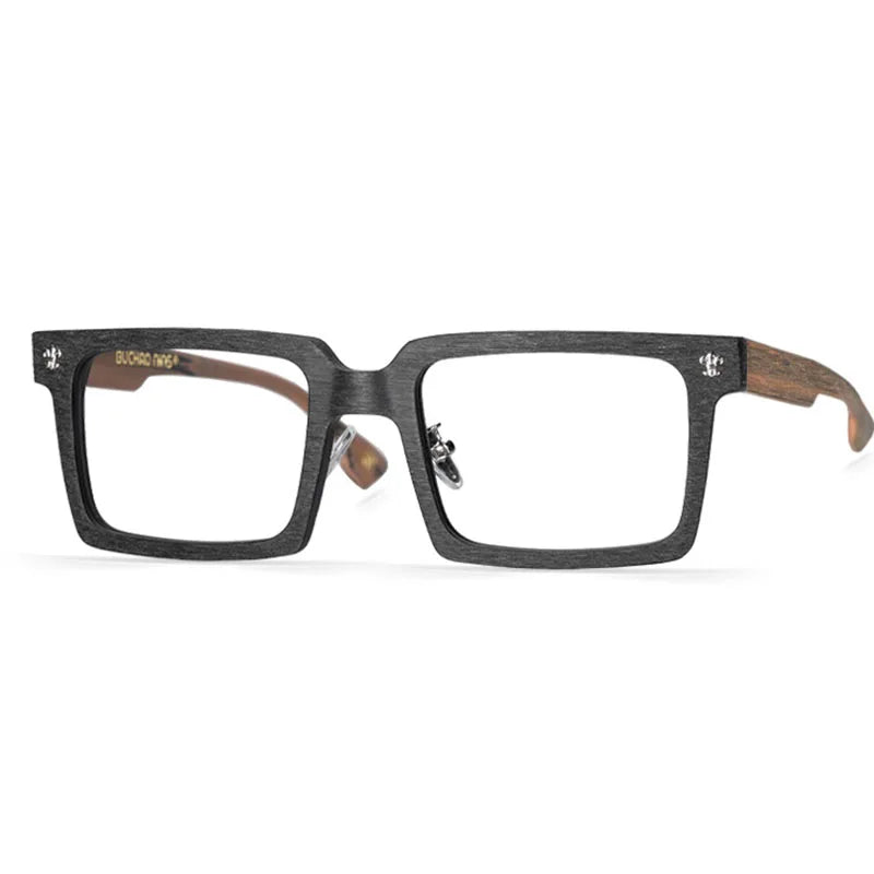 Hdcrafter Unisex Full Rim Big Square Wood Eyeglasses 10959 Full Rim Hdcrafter Eyeglasses