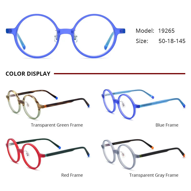 Nobler Unisex Full Rim Round Frosted Acetate Eyeglasses 19265 Full Rim Nobler