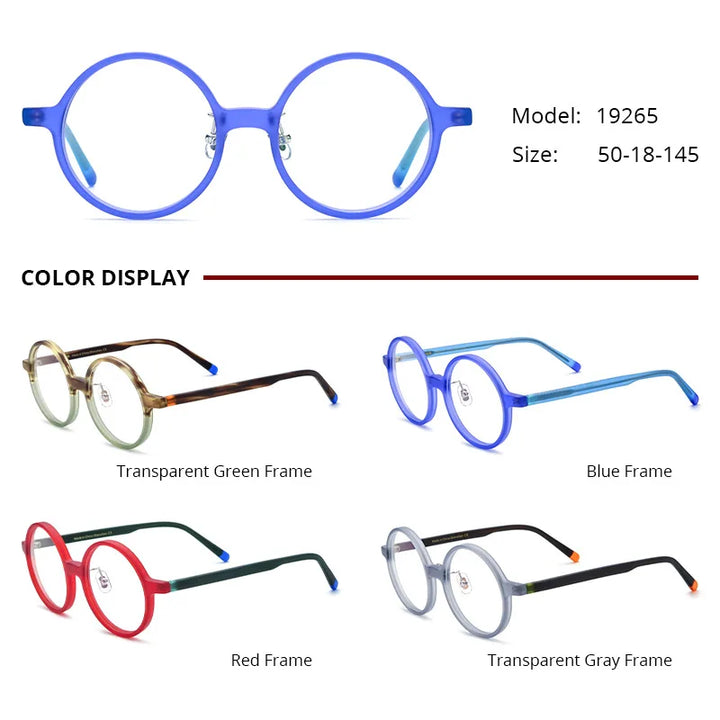 Nobler Unisex Full Rim Round Frosted Acetate Eyeglasses 19265 Full Rim Nobler