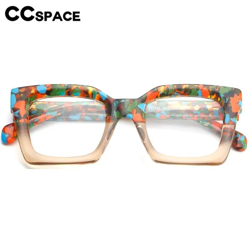 CCspace Unisex Full Rim Large Square Acetate Eyeglasses 56909 Full Rim CCspace
