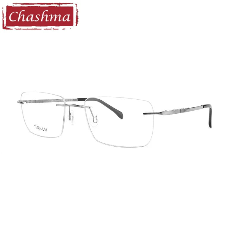 Chashma Unisex Rimless Square Titanium Customizable Lens Eyeglasses 90144