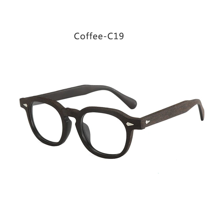 Hdcrafter Men's Large Full Rim Square Wood Eyeglasses 8183 Full Rim Hdcrafter Eyeglasses Coffee-C19