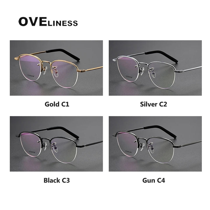 Oveliness Unisex Semi Rim Oval Titanium Eyeglasses Ot050 Semi Rim Oveliness