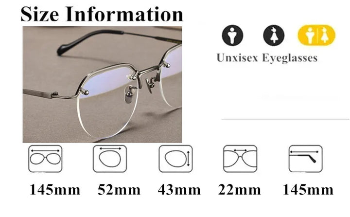Aimee Unisex Semi Rim Oval Titanium Eyeglasses 10587 Semi Rim Aimee