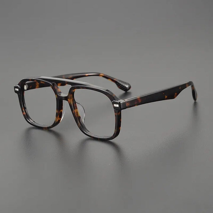 Gatenac Unisex Full Rim Square Double Bridge Acetate Eyeglasses Gxyj1136 Full Rim Gatenac