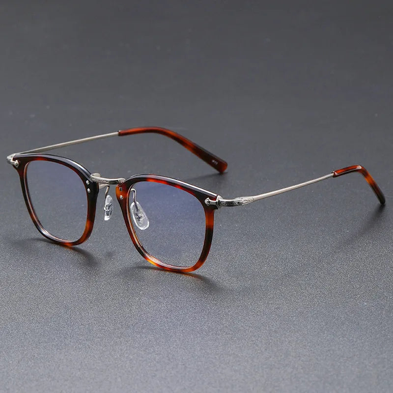Black Mask Unisex Full Rim Square Titanium Acetate Eyeglasses G806 Full Rim Black Mask