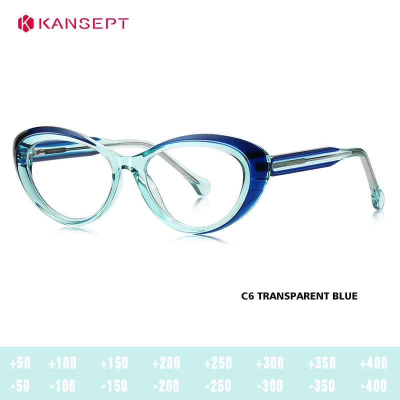 Kansept Unisex Full Rim Oval Cat Eye Tr 90 Alloy Reading Glasses 64100