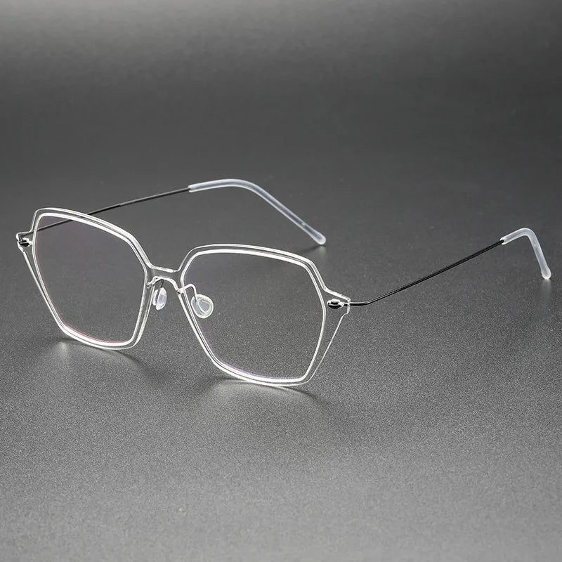 Aimee Unisex Full Rim Polygon Screwless Acetate Titanium Eyeglasses 6621 Full Rim Aimee