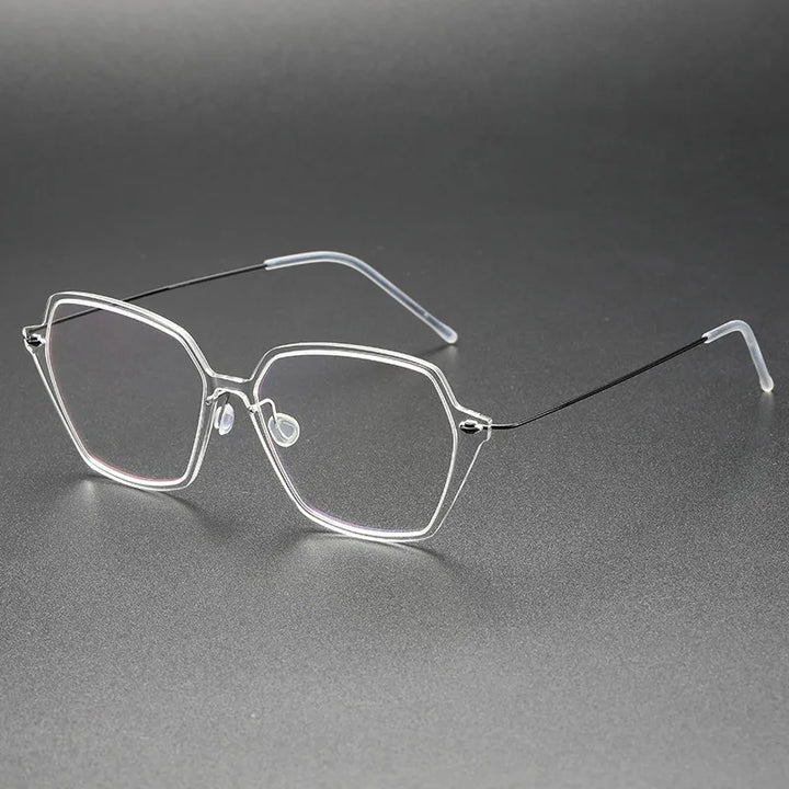 Aimee Unisex Full Rim Polygon Screwless Acetate Titanium Eyeglasses 6621 Full Rim Aimee