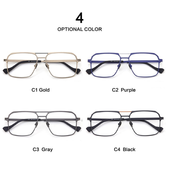 Muzz Unisex Full Rim Big Square Double Bridge  Titanium Eyeglasses 7777 Full Rim Muzz