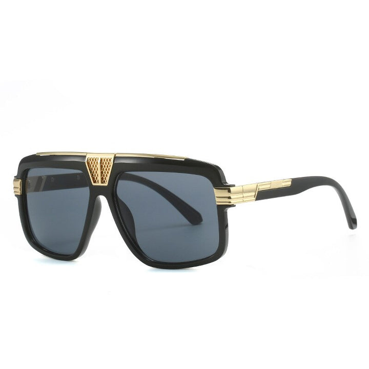 CCspace Men's Full Rim Large Square Tr 90 UV400 Sunglasses 56295 Sunglasses CCspace Sunglasses C1BlackGold