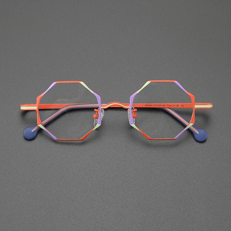 Nobler Women's Full Rim Polygon Titanium Eyeglasses 185849 Full Rim Nobler C2