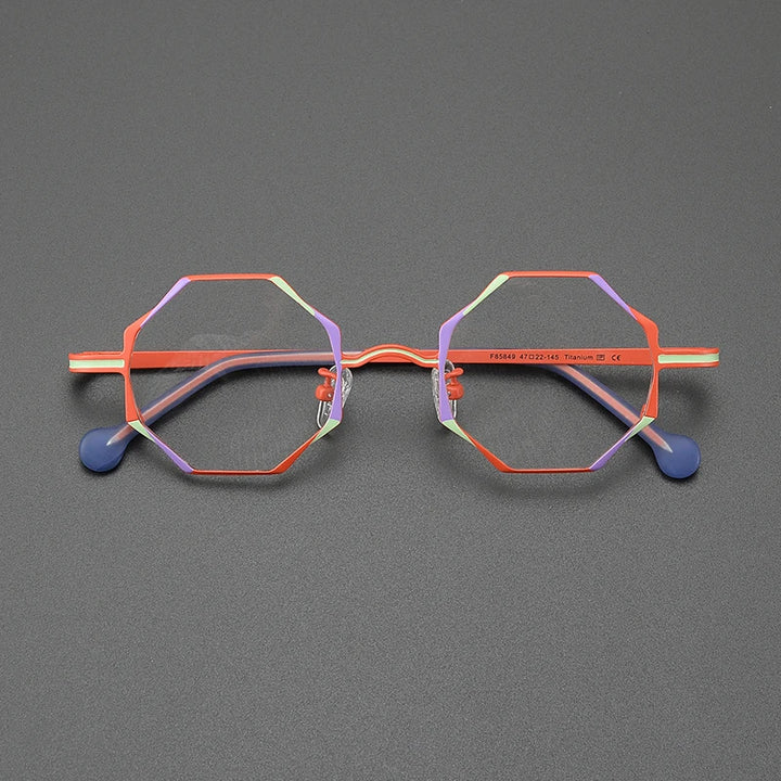 Nobler Women's Full Rim Polygon Titanium Eyeglasses 185849 Full Rim Nobler C2