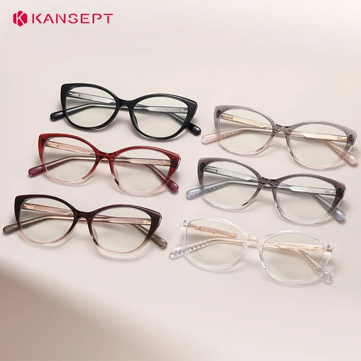 Kansept Women's Full Rim Cat Eye Tr 90 Alloy Reading Glasses 27013