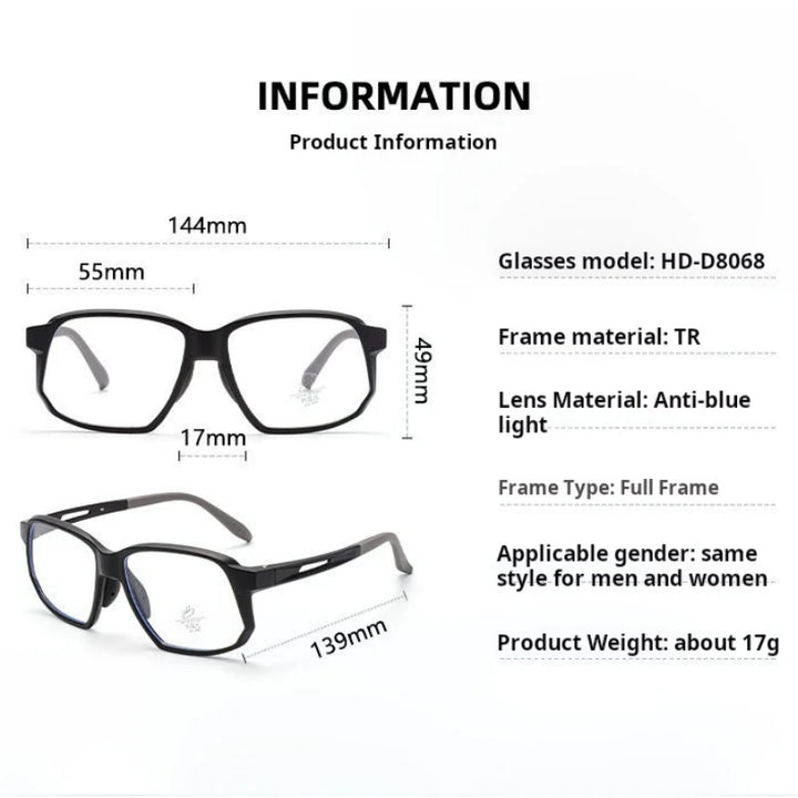 Yimaruili Unisex Full Rim Polygon Square Tr 90 Sport Eyeglasses 48068