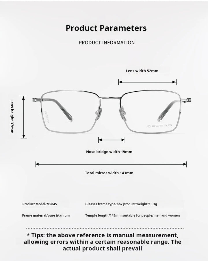 Yimaruili Men's Full Rim Polygon Square Titanium Eyeglasses 83244