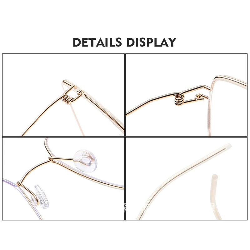 Black Mask Women's Full Rim Square Screwless Titanium Eyeglasses M1854 Full Rim Black Mask