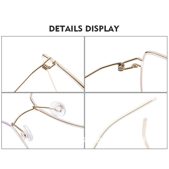 Black Mask Women's Full Rim Square Screwless Titanium Eyeglasses M1854 Full Rim Black Mask