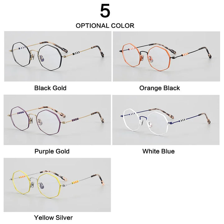 Muzz Women's Full Rim Polygon Round Titanium Eyeglasses 30213 Full Rim Muzz