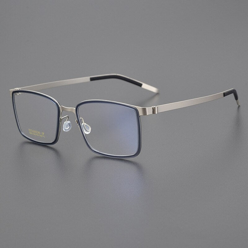 Bclear Unisex Full Rim Square Titanium Eyeglasses My9916 Full Rim Bclear Silver  