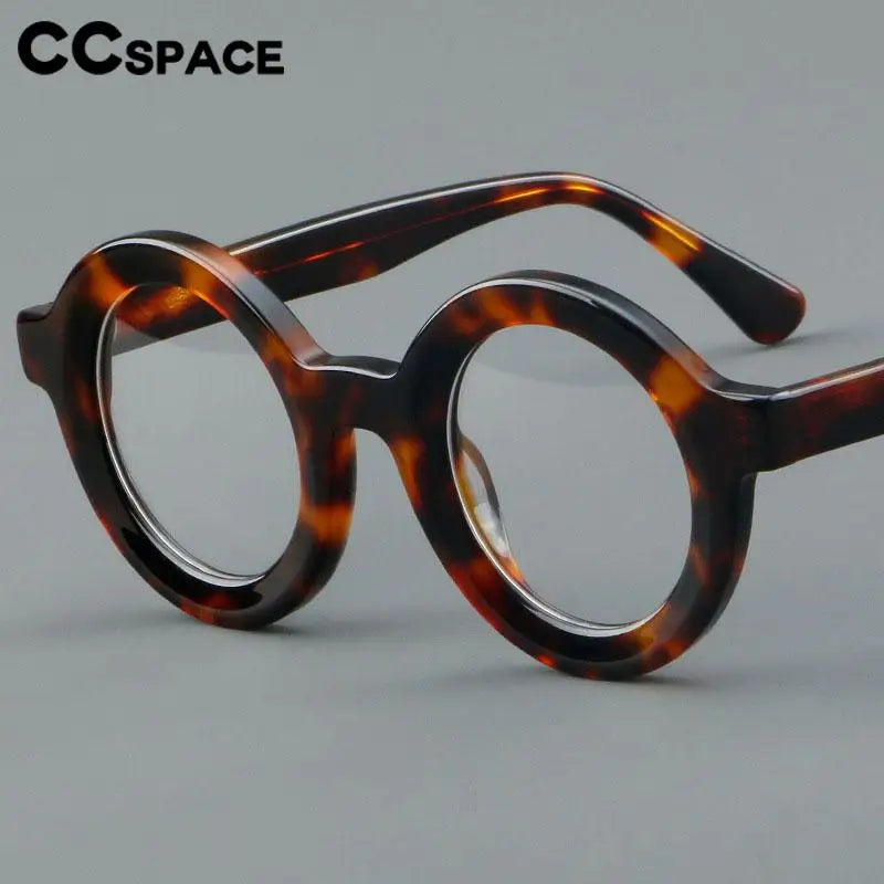 CCspace Unisex Full Rim Round Acetate Eyeglasses 57151 Full Rim CCspace